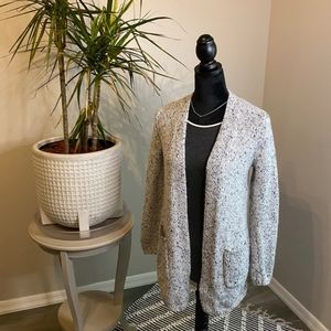 Long Sleeve Knit Cardigan White/Black